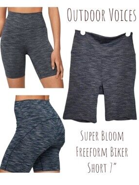 Outdoor Voices Women's Super Bloom Freeform Biker Short 7” HR Heathered Grey xs